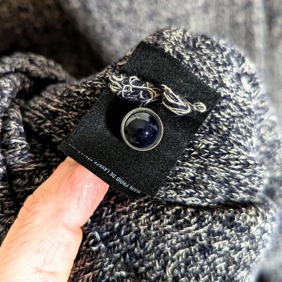 Anthropologie Knitted & Knotted Merino Wool Asymmetric Wrap Sweater Gray Large - Picture 9 of 10